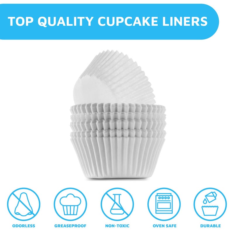 MontoPack Mini White Cupcake Liners | 500 Paper Baking Cups | Greaseproof No Smell Cupcake Wrappers | Muffin Liners for Desserts & Candies Cupcake Liner for Holidays, Birthdays & Protein Balls - Image 2